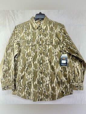 NWT Mossy Oak Camo Brush popper Type Shirt Long Sleeve Button Up Men's Size Med
